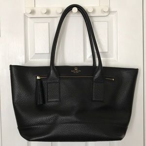 Black leather Kate Spade tote